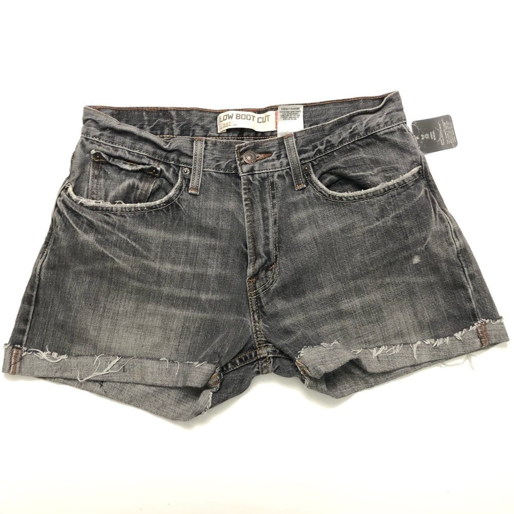 Urban Renewal Vintage Levi’s Shorts Denim Jean Cuffed Distressed Grey Black